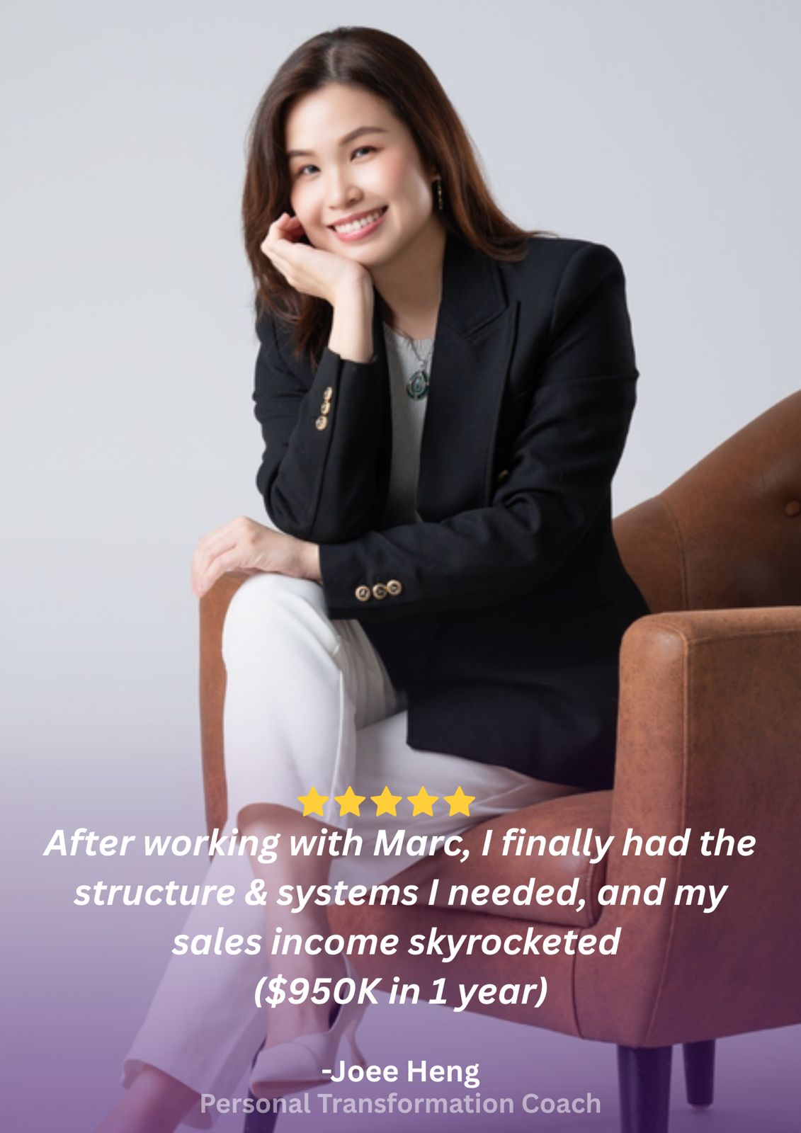 Client testimonial card, Joee