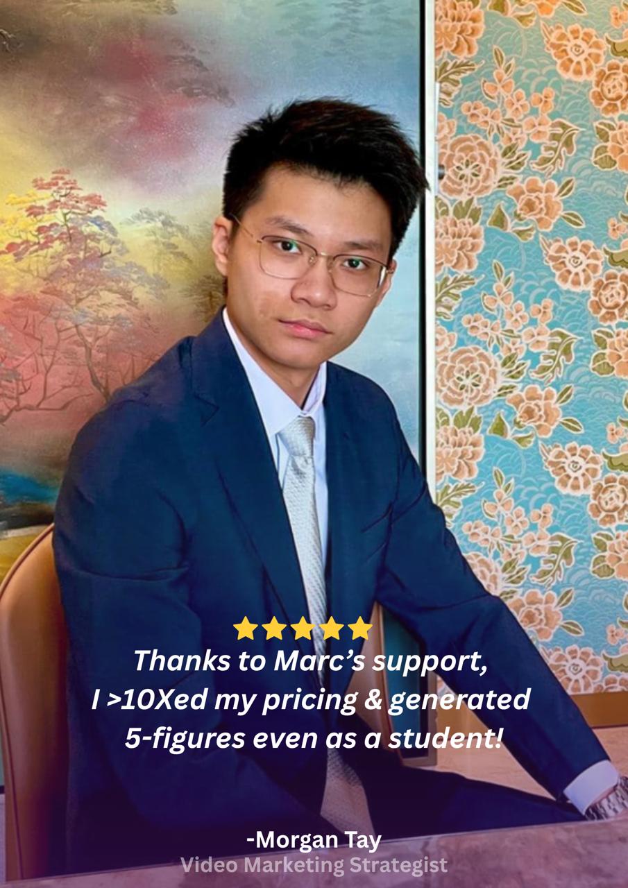Client testimonial card, Morgan
