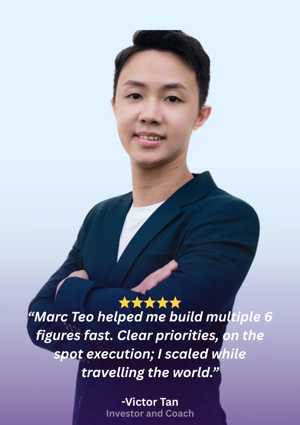 Client testimonial card, Victor