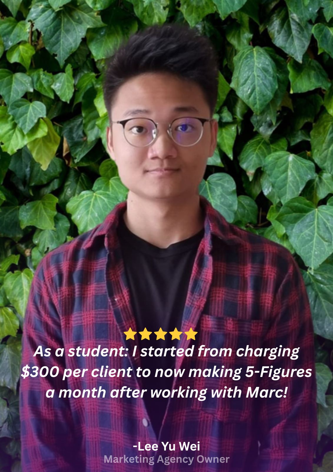 Client testimonial card, Yu