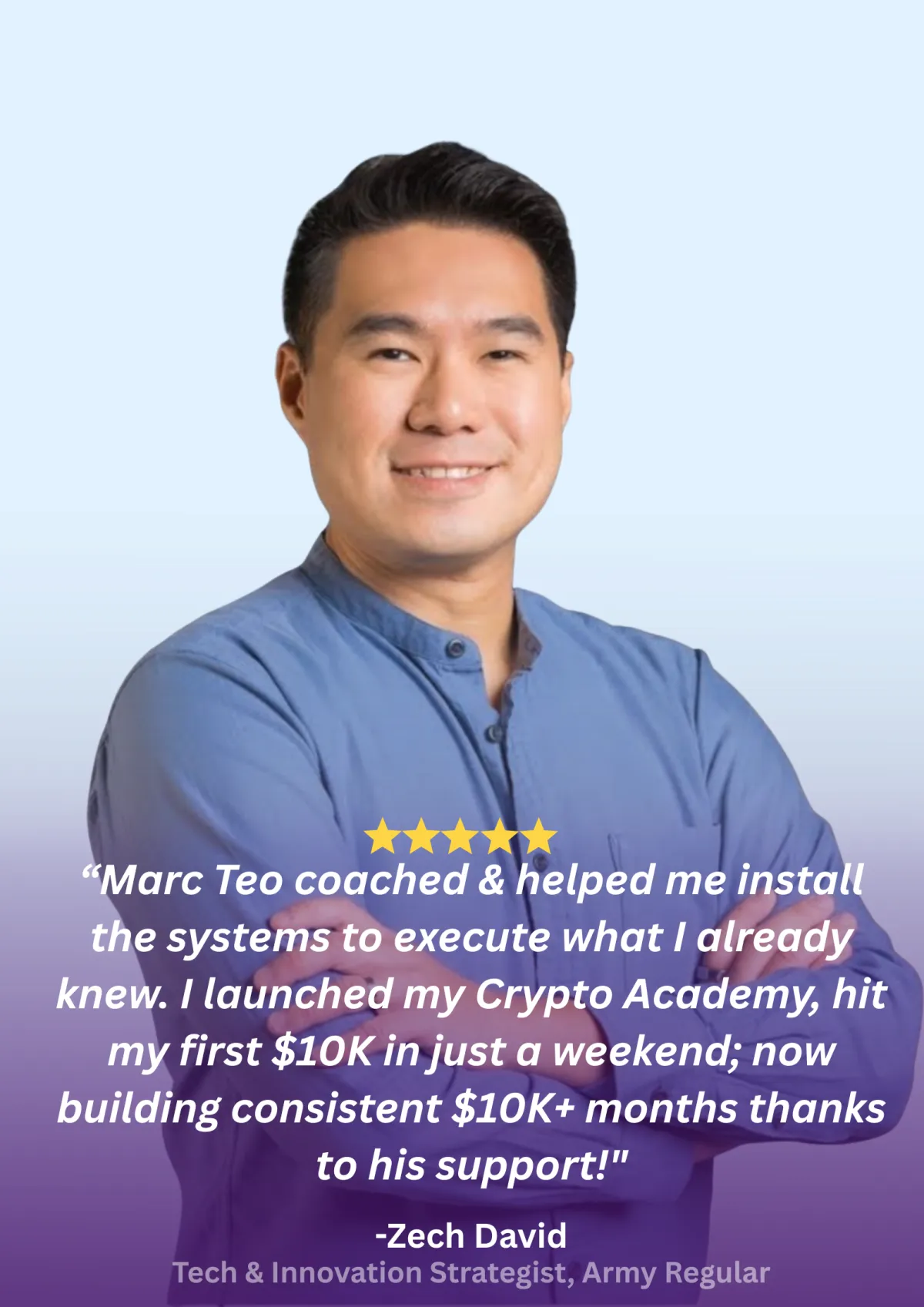Client testimonial card, Zech